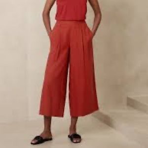 Banana republic linen-blend cropped wide leg pant